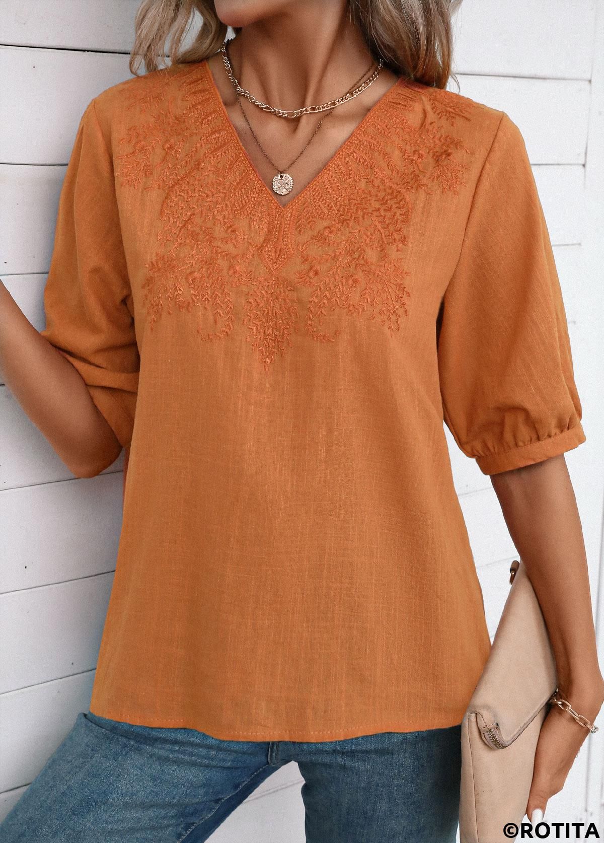 Terracotta V-Neck Top